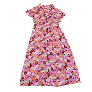 WHITE STAG vintage floral midi dress womens small pink button front y2k